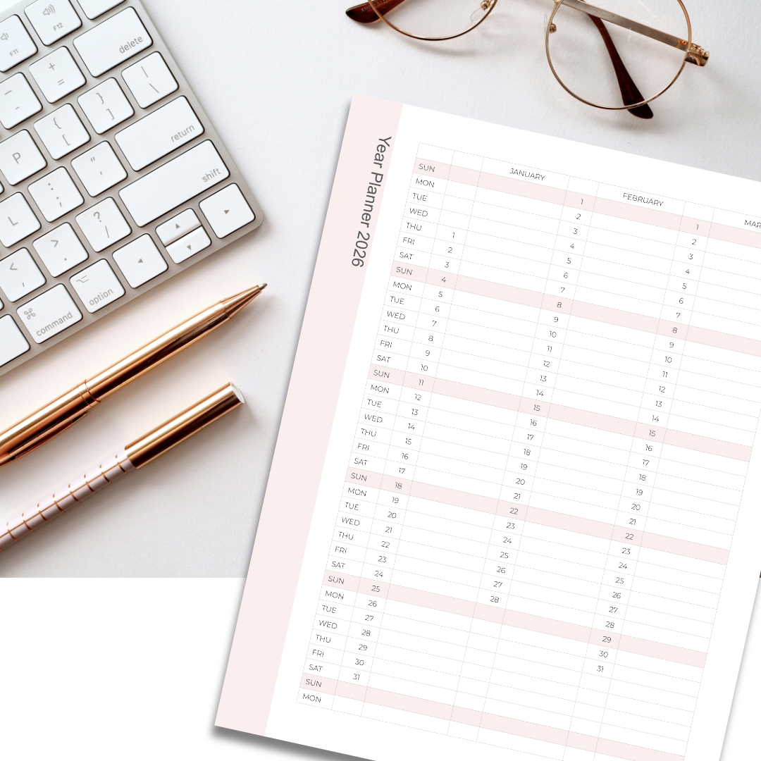 2026 Year Planner - A4 Blush Imag2afdesign